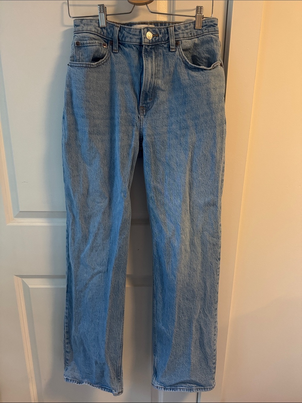 Abercrombie & Fitch Women's Straight-Leg Jeans in Light Blue